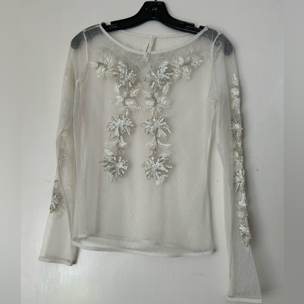 Anthropologie Mesh embellished top new with tags - Picture 6 of 12